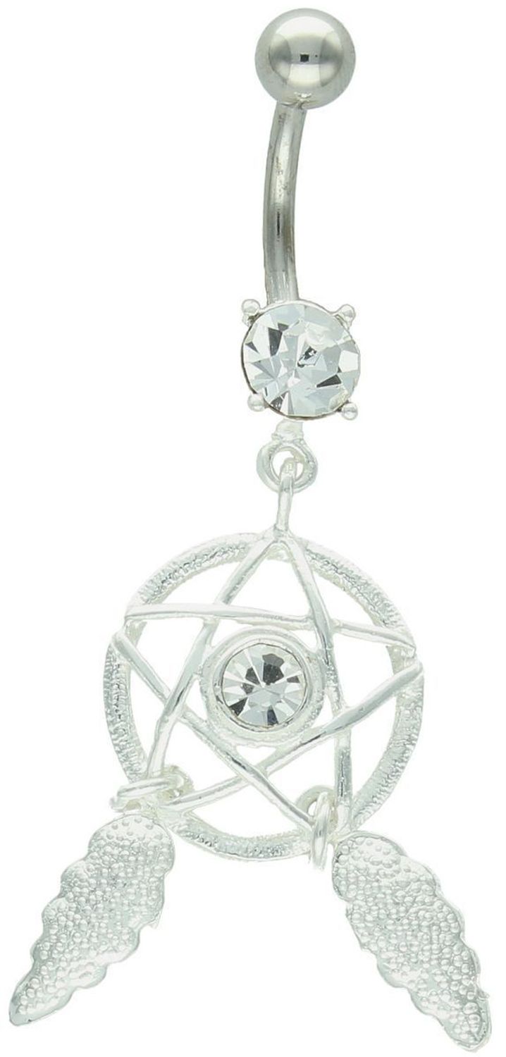 Elegancki srebrny kolczyk do pępka z motywem łapacza snów. Wykonany z wysokiej jakości srebra 925, ozdobiony błyszczącymi kryształkami. Idealny na prezent i do codziennego noszenia!.jpg